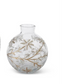 Round Etched White & Gold Painted Floral Glass Vases (3 Sizes)