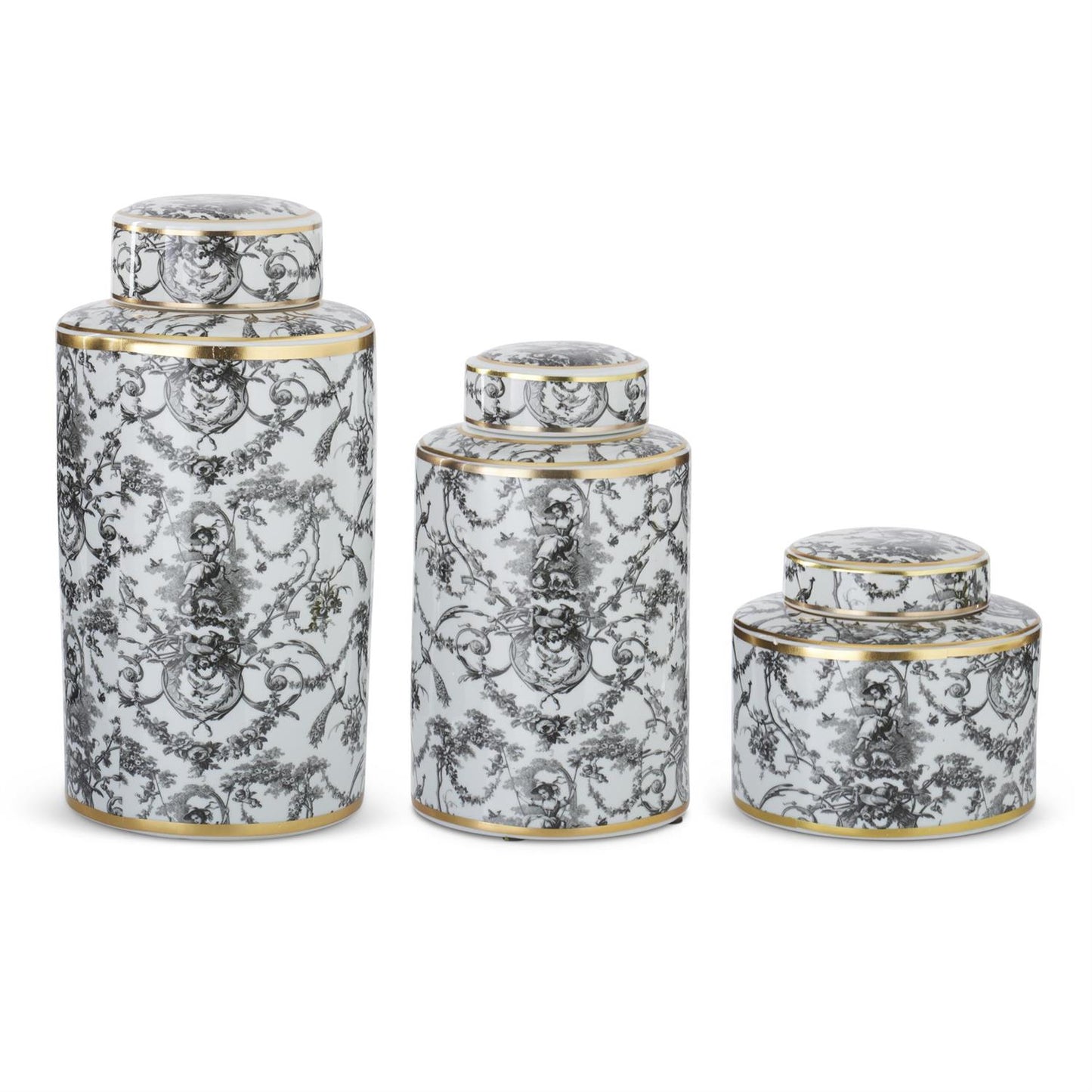 Black White & Gold Swinging Lady Ginger Jar