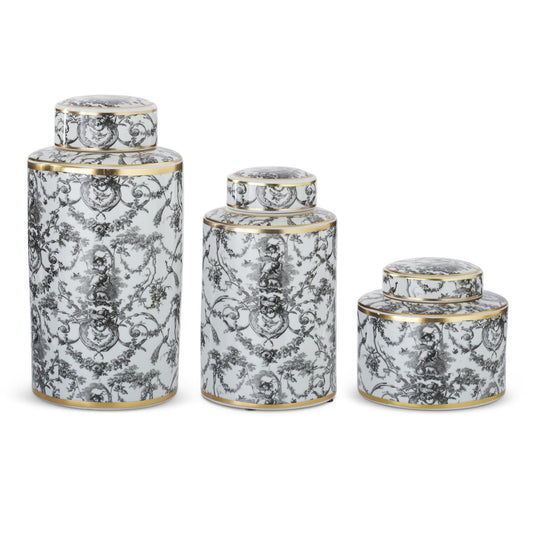 Black White & Gold Swinging Lady Ginger Jar