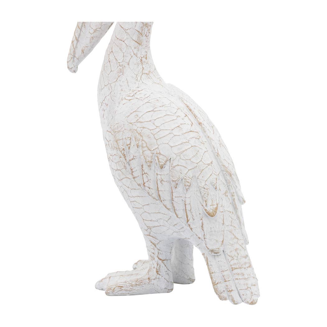 Decorative Figurine - White Ceramic Standing Pelican, 14 in.