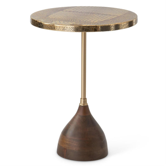 Gold Metal Alligator Skin Embossed Drink Table