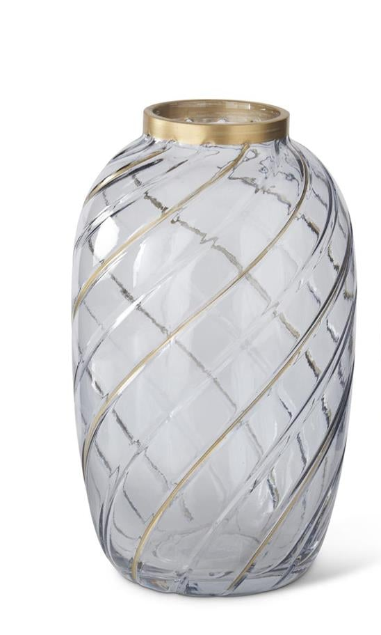 Transparent Gray Gold Gilded Swirl Vases (3 Sizes)