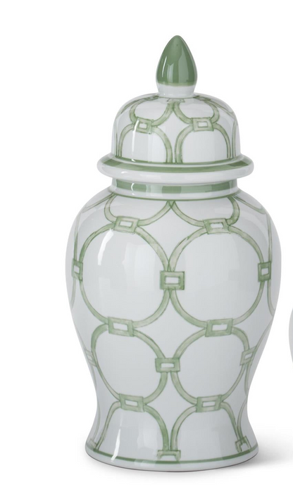 Green & White Ceramic Ginger Jars (2 Sizes)