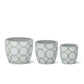 Green & White Ceramic Pots w/Drains ( 3 Sizes)