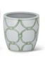Green & White Ceramic Pots w/Drains ( 3 Sizes)