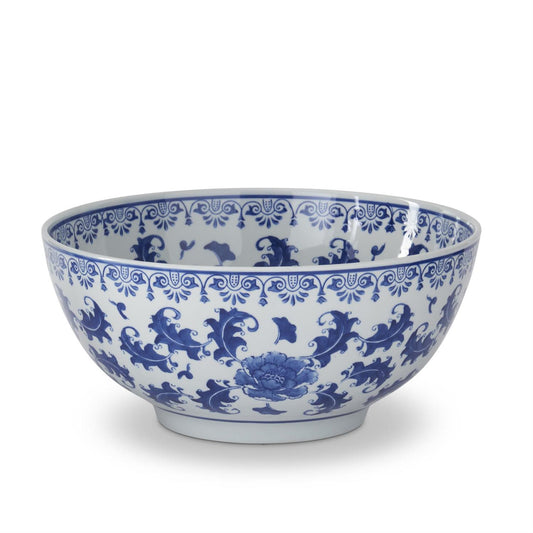 Blue and White Chinoiserie Ceramic Bowl