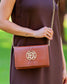 Cecilia Circle Logo Handbag Saddle EC: