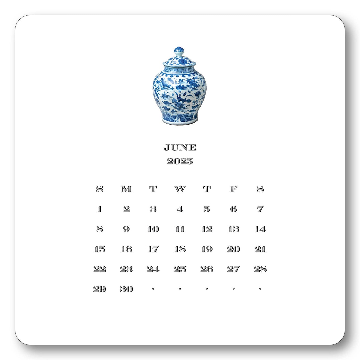 2025 Chinoiserie Calendar with Easel