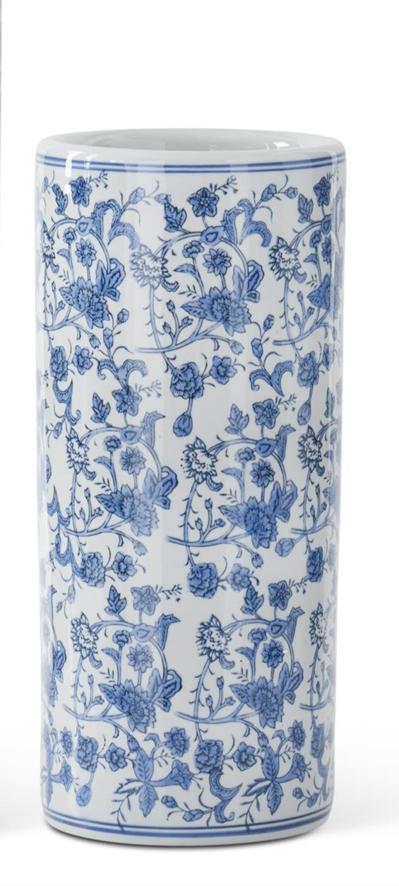 Blue & White Chinoiserie Cylinder Vases (2 Sizes)
