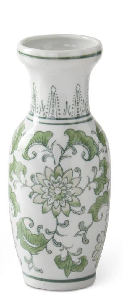 Green & White Ceramic Chinoiserie Bud Vases (3 Styles)