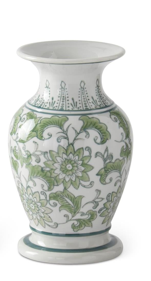 Green & White Ceramic Chinoiserie Bud Vases (3 Styles)