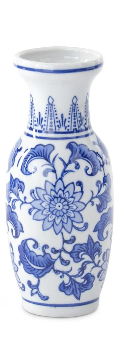 Blue & White Ceramic Chinoiserie Bud Vases