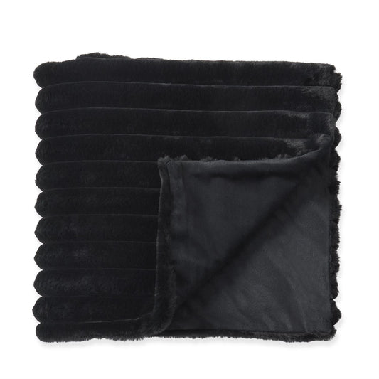 Black Faux Fur Throw Blanket