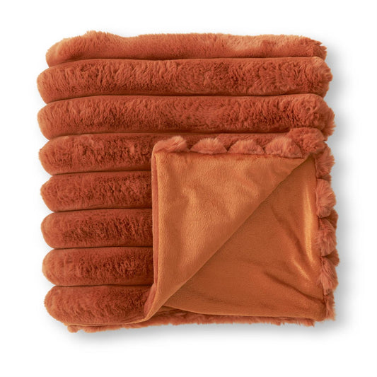 Rust Orange Faux Fur Throw Blanket- 60"