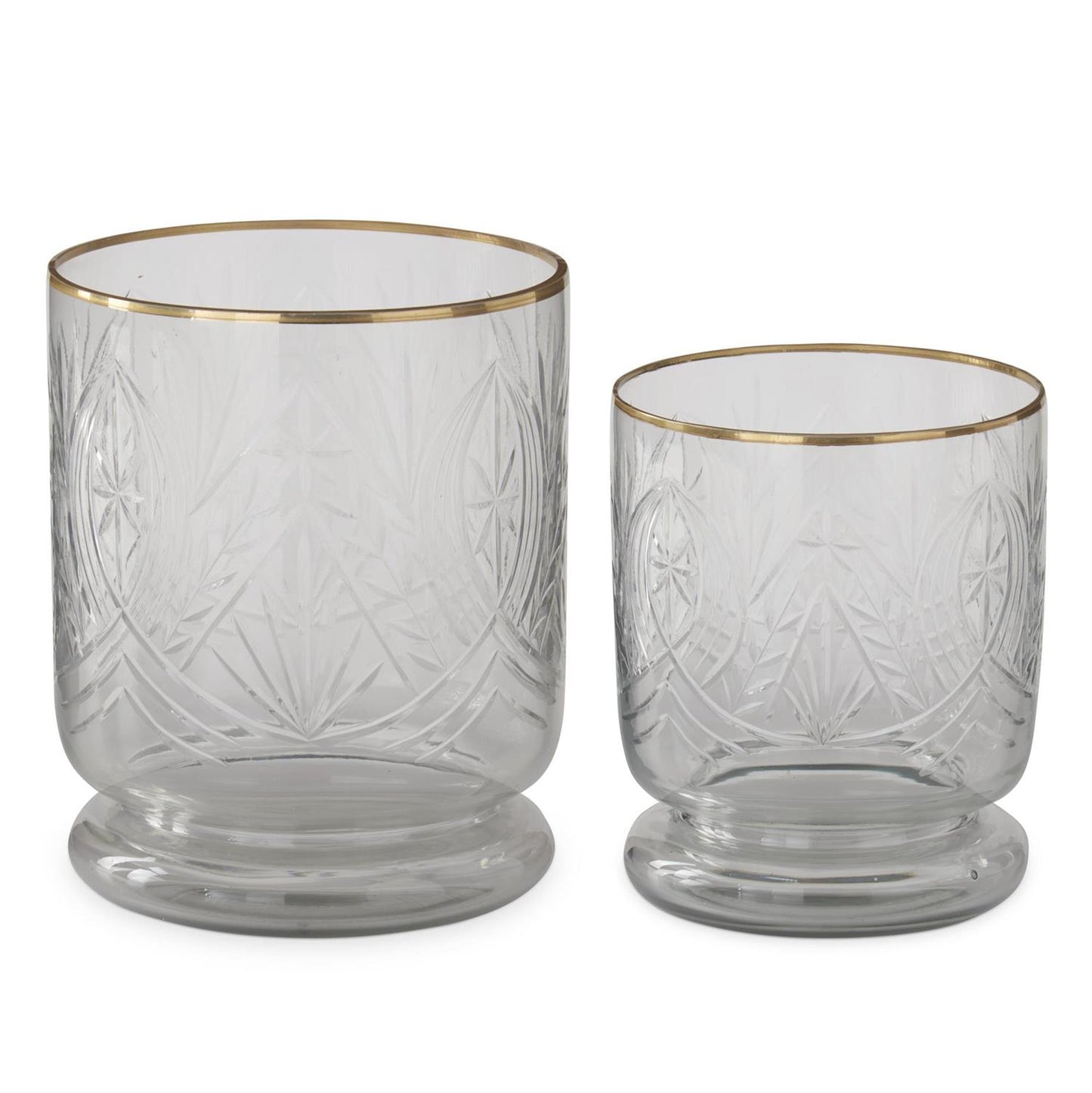 Gold Gilded Rim Cut Glass Containers (2 Sizes)