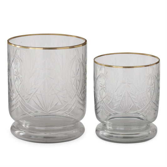 Gold Gilded Rim Cut Glass Containers (2 Sizes)