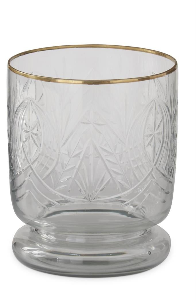 Gold Gilded Rim Cut Glass Containers (2 Sizes)