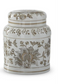 Taupe & White Porcelain Chinoiserie Lidded Jars (3 Sizes)