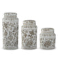 Taupe & White Porcelain Chinoiserie Lidded Jars (3 Sizes)