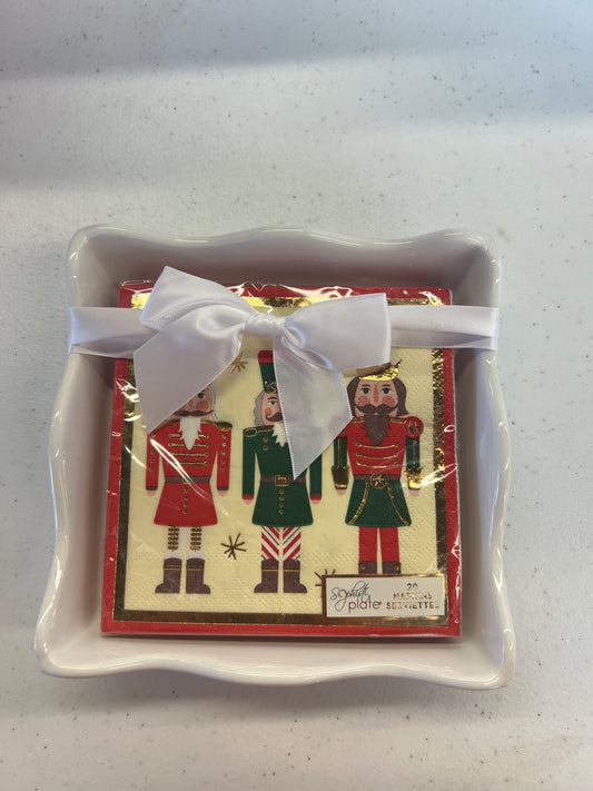 Ceramic Wave Napkin Tray Cocktail Napkin - Nutcracker