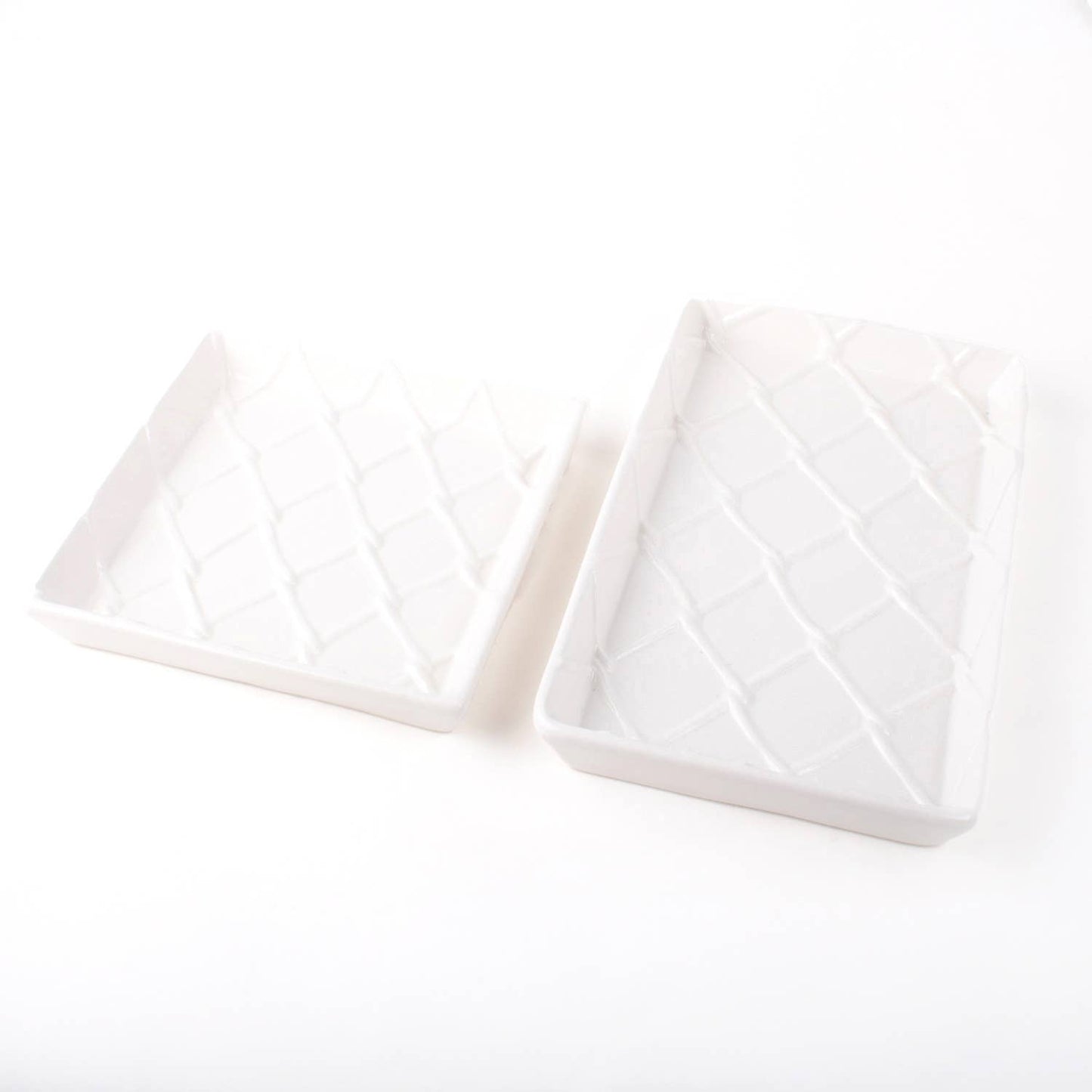 White Textured Beverage Napkin Tray