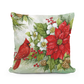 Pillow - Cardinal with Poinsettia - indoor / outdoor cushion: 19x24
