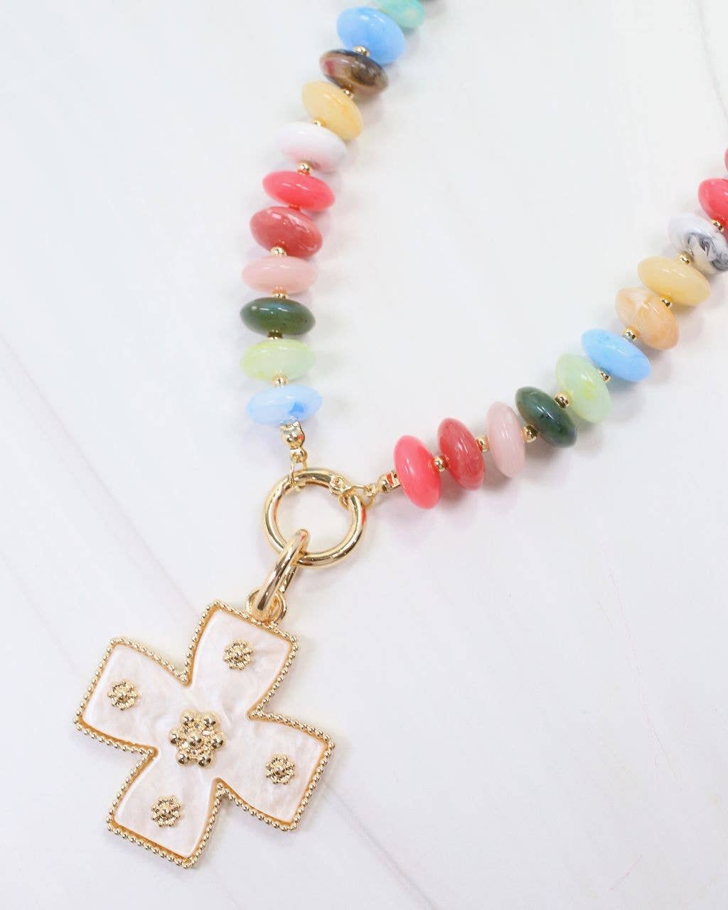 Carol Small Cross Charm Mother Of Pearl: Default