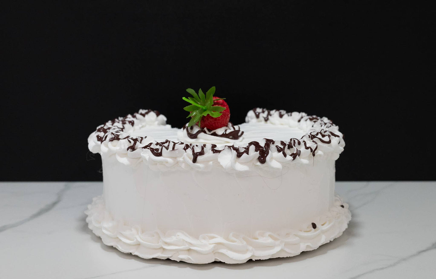 Large Fake Vanilla Cake with Slice Missing