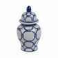 Ceramic Links Flower Decorative Temple Jar - Blue, 11 in.