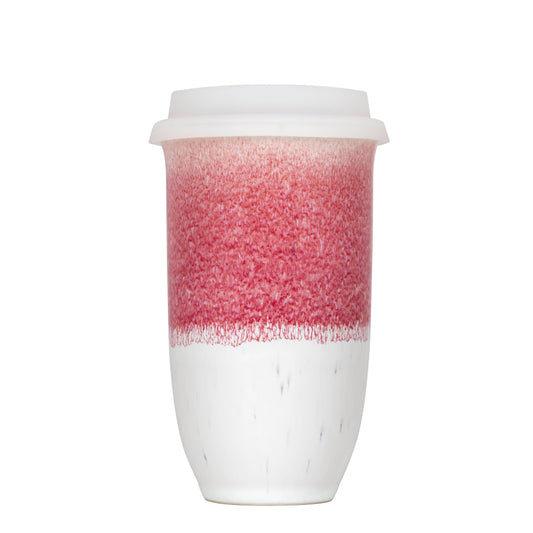 Coral Pink 16oz Ceramic Mug – (Includes Lid & Band)