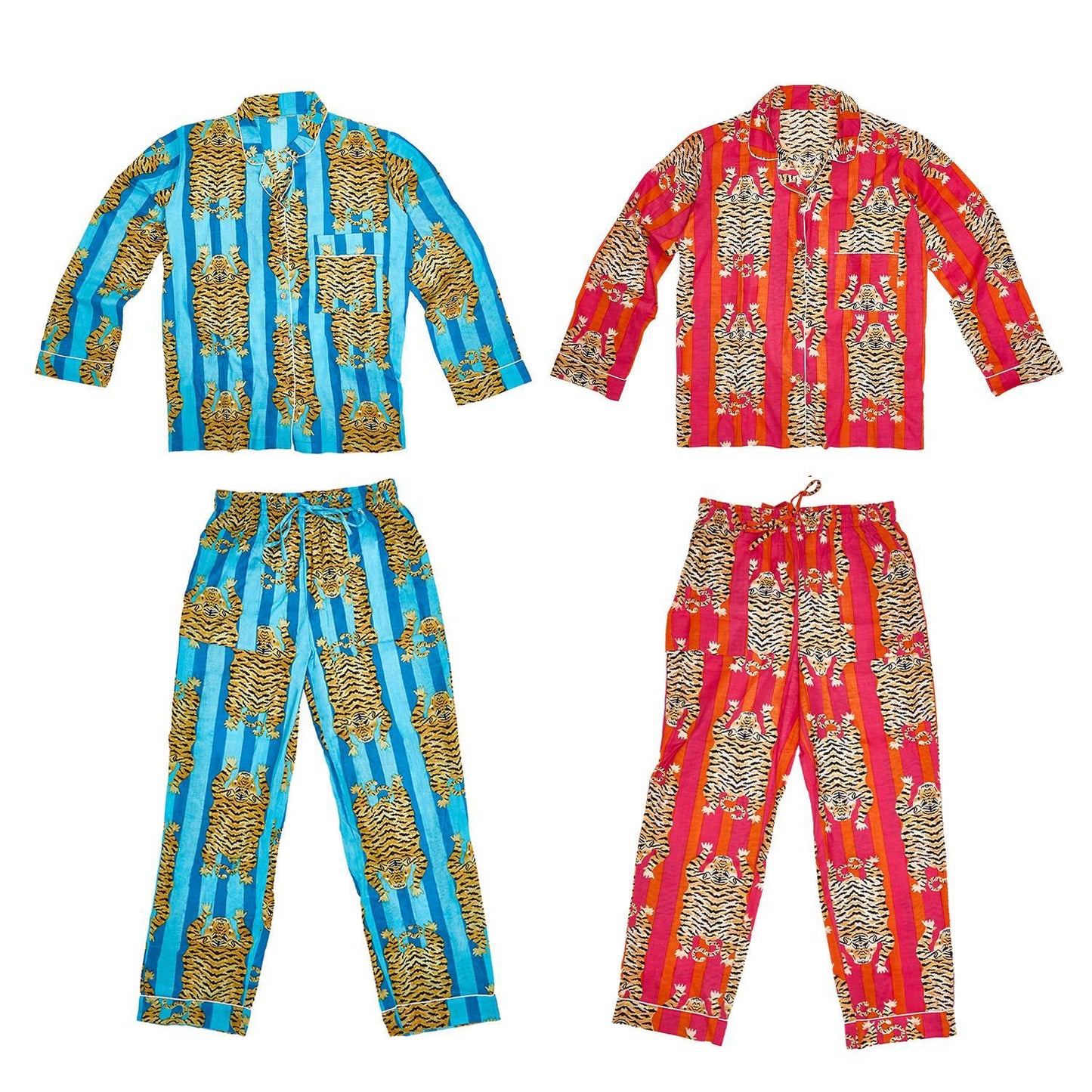 Eye of the Tiger Cotton Printed Pajamas ( 2 Colors)