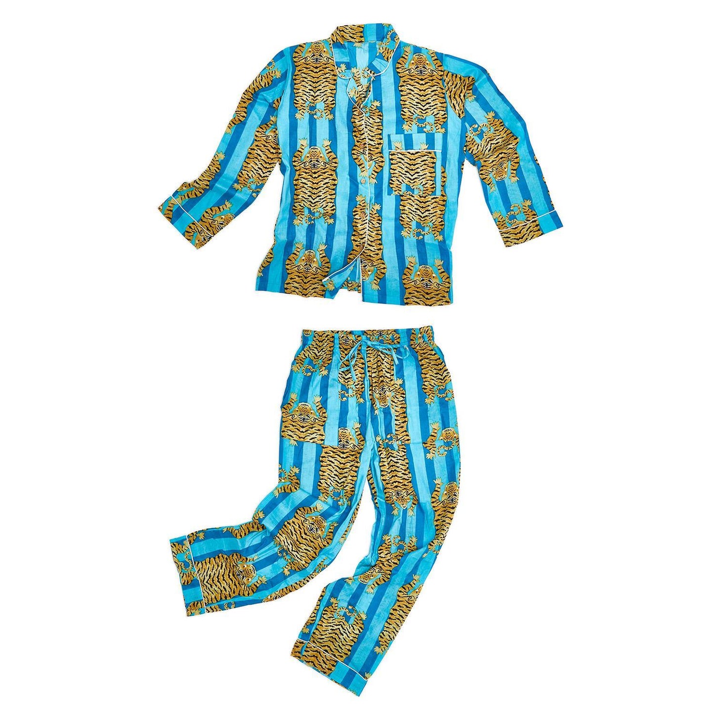 Eye of the Tiger Cotton Printed Pajamas ( 2 Colors)