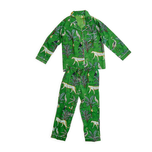 Sleepy Time Cotton Printed Pajamas in Happy Tropical Island Motif