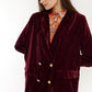 Kim Crushed Velvet Jacket Burgundy w/Mani Print Lining