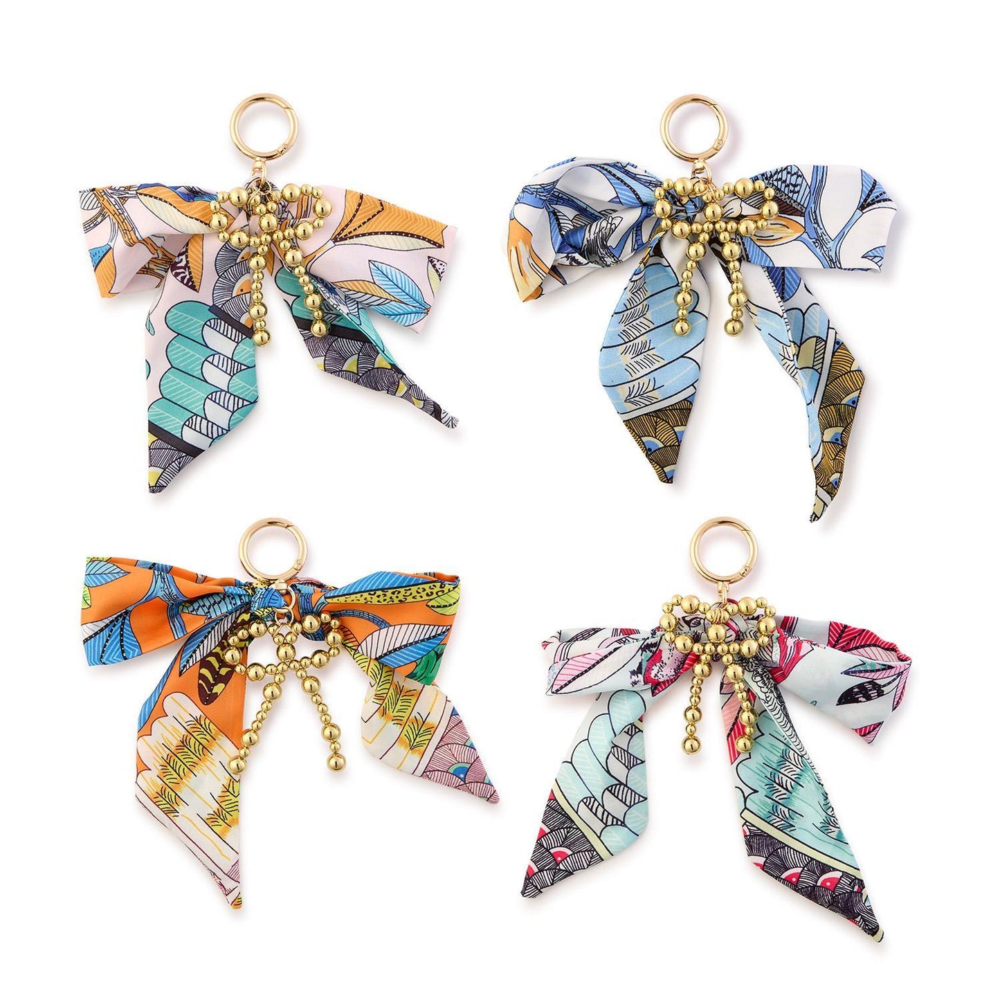 Tie A Bow on it Scarf Bag Charm w/ a Gold Ball Bow Charm (4 Styles)