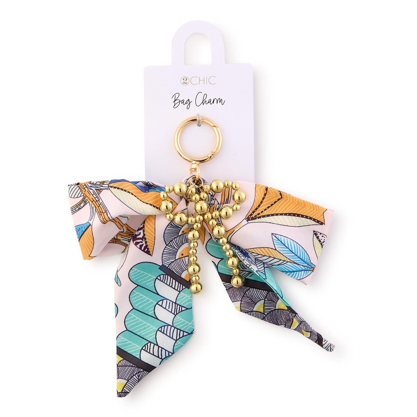 Tie A Bow on it Scarf Bag Charm w/ a Gold Ball Bow Charm (4 Styles)