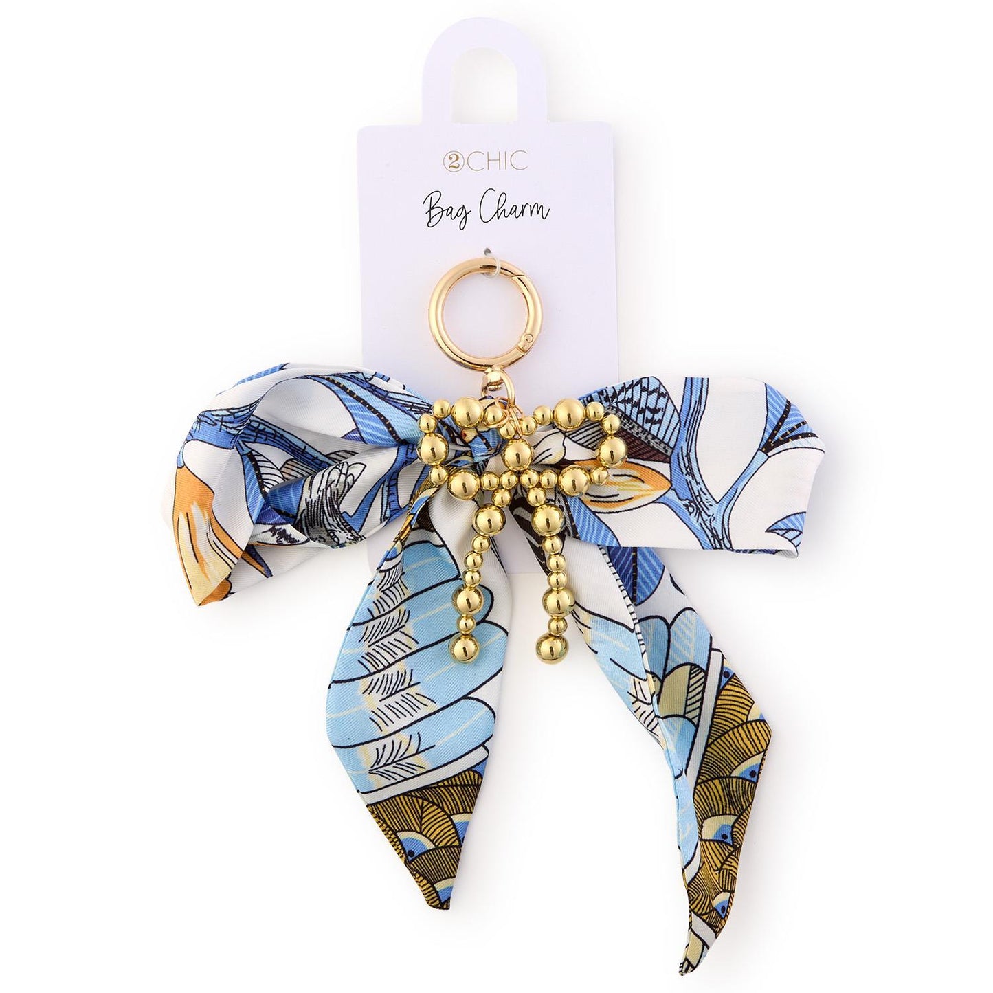 Tie A Bow on it Scarf Bag Charm w/ a Gold Ball Bow Charm (4 Styles)