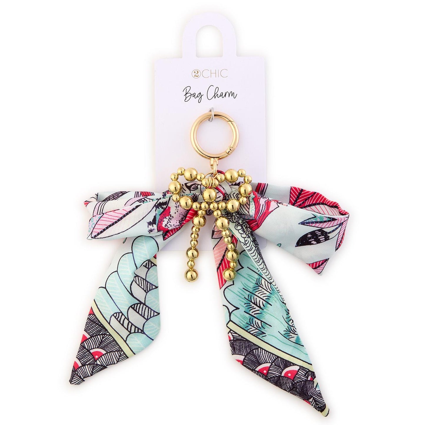 Tie A Bow on it Scarf Bag Charm w/ a Gold Ball Bow Charm (4 Styles)