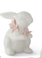 White Ceramic Easter Bunnies w/ Pink Flowers (3 Styles)