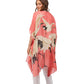 Peony Pink Heron Print Long Kimono- Viscose/Modal-Designed By One Hundred Stars