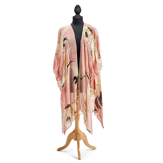 Pink Heron Long Kimono- Viscose/Modal- Designed by One Hundred Stars