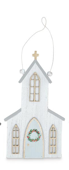 Distressed White Church Ornament (3 Styles)