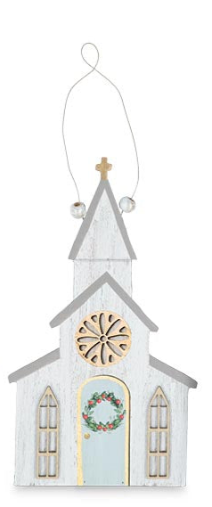 Distressed White Church Ornament (3 Styles)