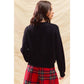 SEQUINS RIBBON CHRISTMAS HOLIDAY SWEATER TOP: BLACK/GOLD / L