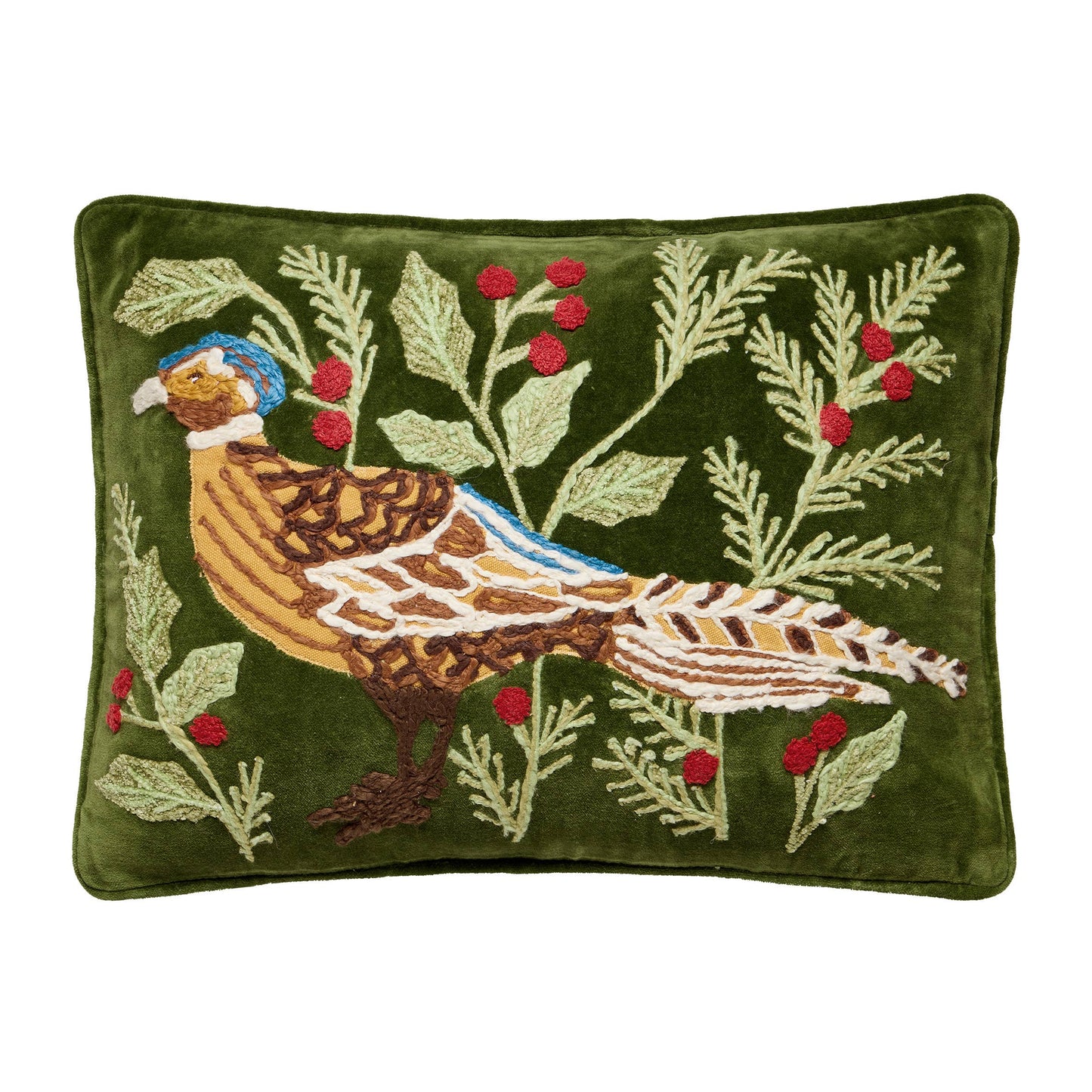 Pheasant Embroidered Pillow
