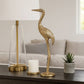 Figurine - Gold Metal Standing Crane Gleaming Finish, 16 in.