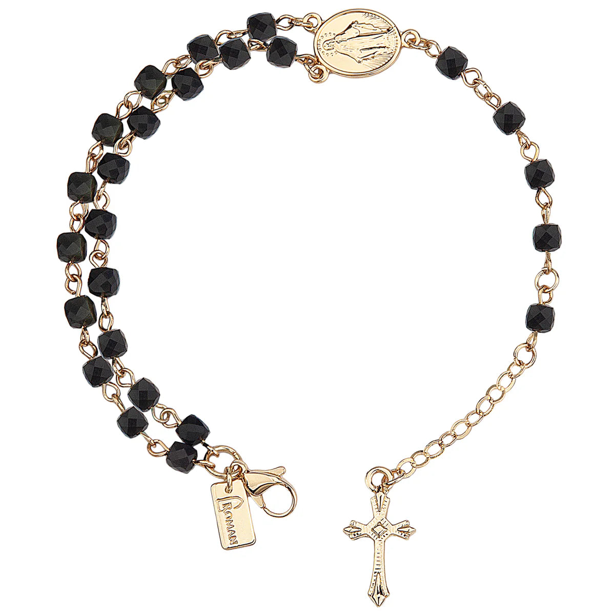 Beaded Gemstone Rosary Bracelet with Cross Charm