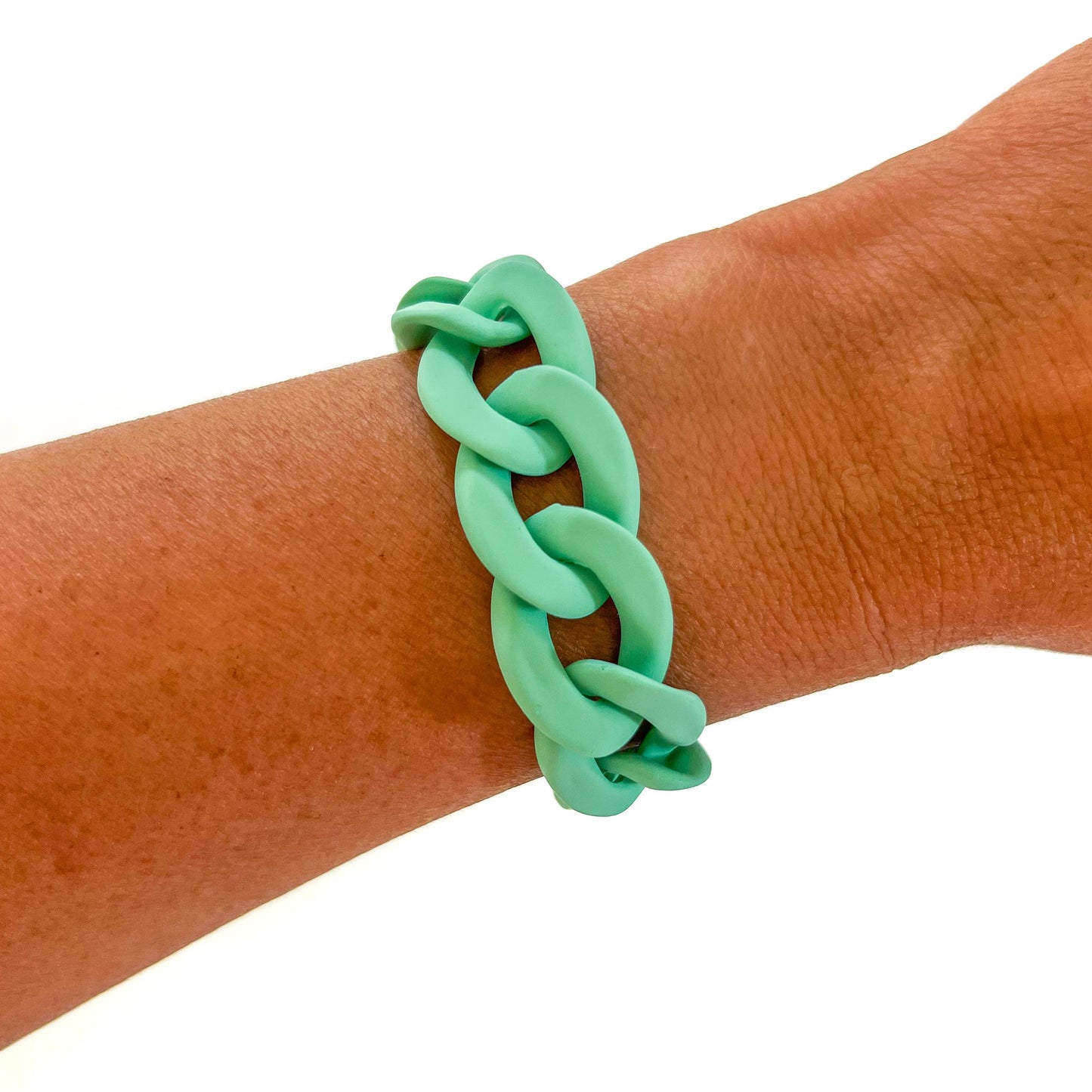 All Chunky Acrylic Chain Link Bracelet: Matte Mauve