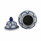 Ceramic Links Flower Decorative Temple Jar - Blue, 11 in.