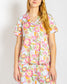 Summer Bouquet Short Sleeve Button Up Sleep Shirt w/Shorts